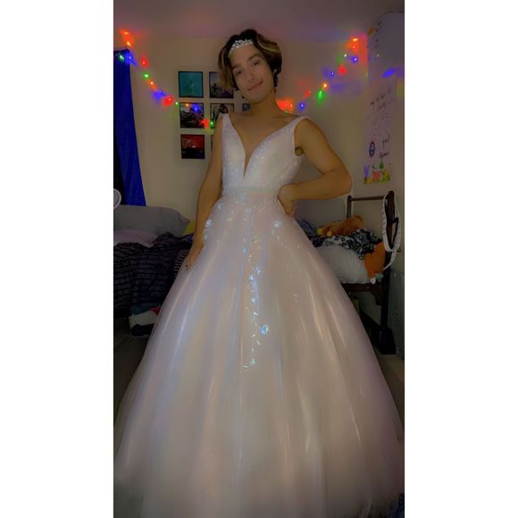 Cream Promgirl Size Ball gown dress